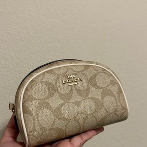 Coach Beige and Gold Cosmetic Bag